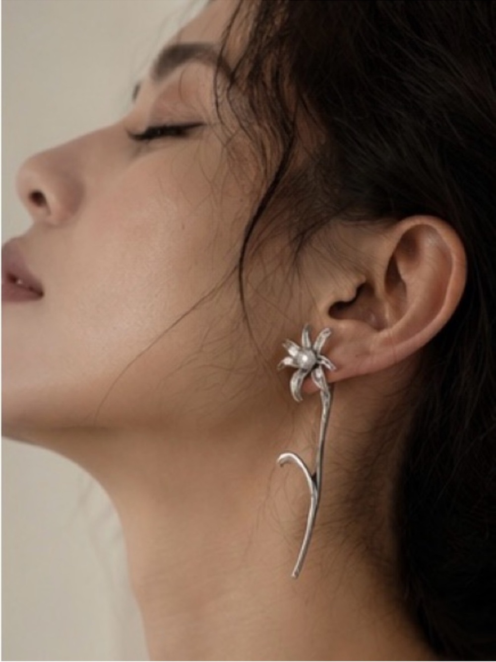 Vintage Style Silver Floral Drop Earrings